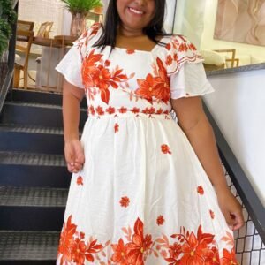 Vestido viscolinho off floral