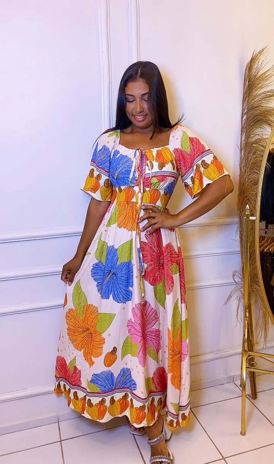 Vestido viscolinho estampa floral