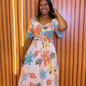 Vestido nude estampa floral