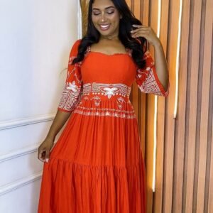 Vestido viscolinho laranja