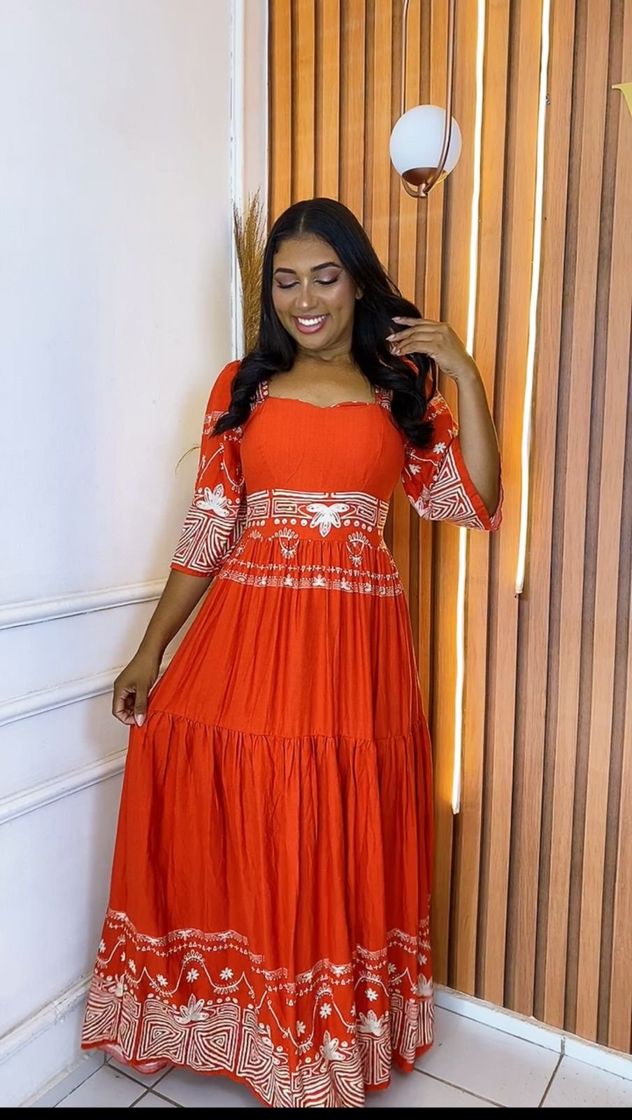 Vestido viscolinho laranja