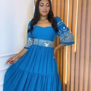 Vestido viscolinho azul