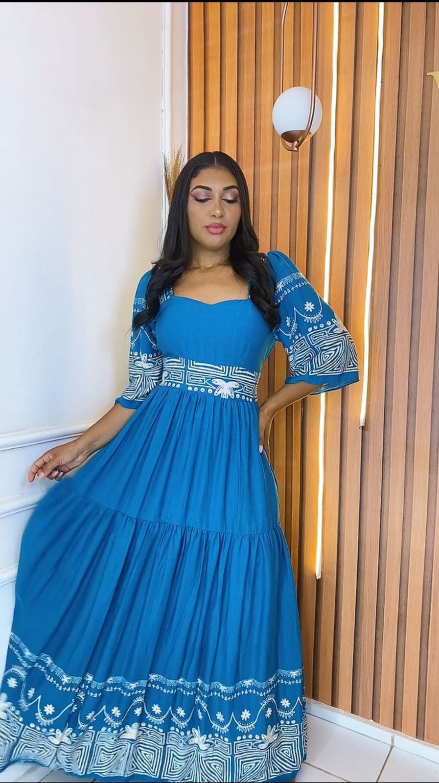 Vestido viscolinho azul